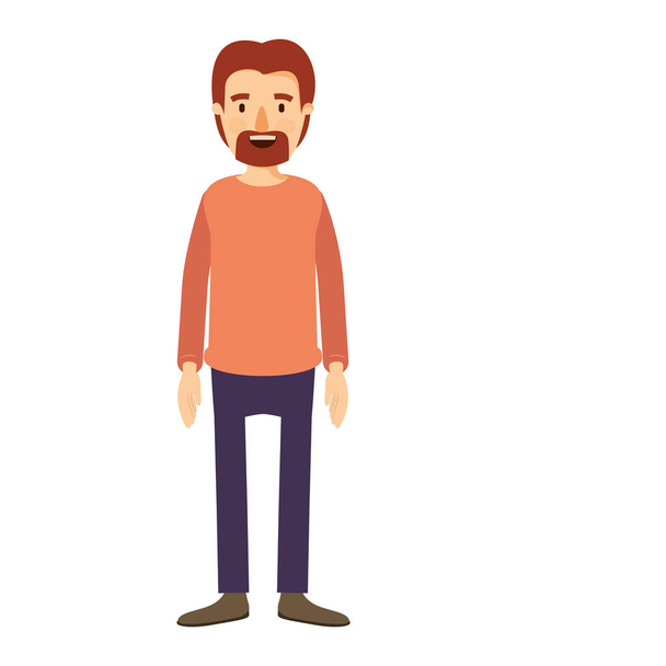 colorful image caricature full body male person with beard and moustache with clothing - Vector, Image