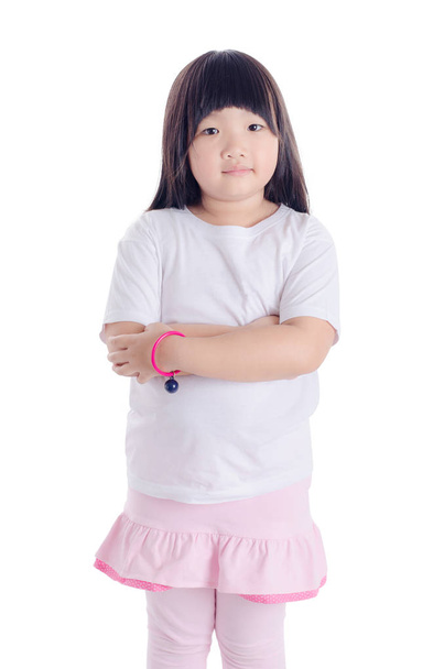 Jovem menina asiática sobre fundo branco
 - Foto, Imagem