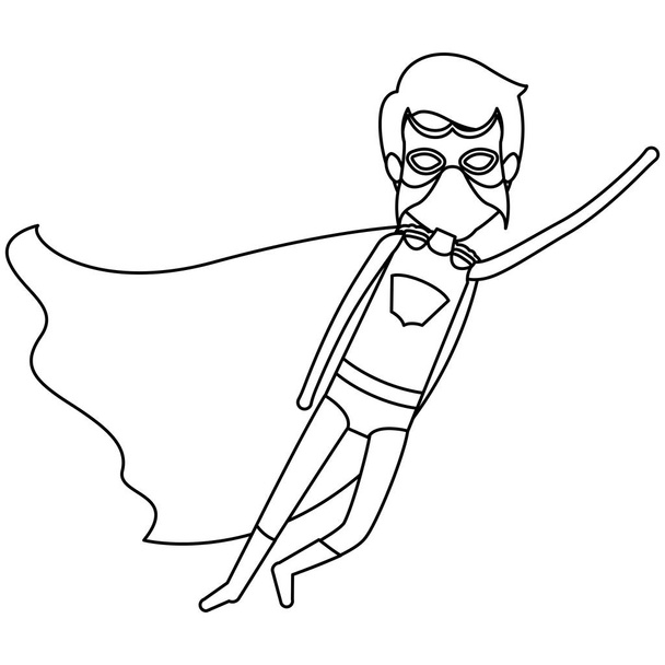 monochrome contour faceless of superhero male flying in diagonal direction - Vector, Image