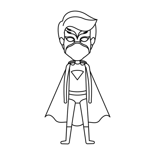 モノクロ シルエット男性スーパー ヒーローを立っていると - ベクター画像