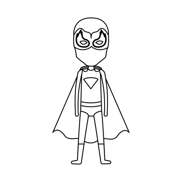 モノクロ シルエット スーパー ヒーロー立っている少年と - ベクター画像