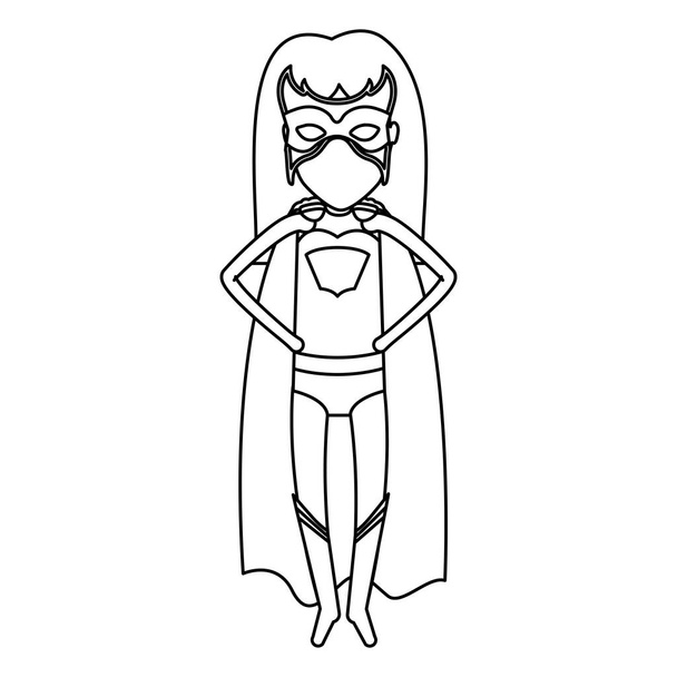 monochrome silhouette faceless of superhero woman flying with hands in your waist - Vector, Image