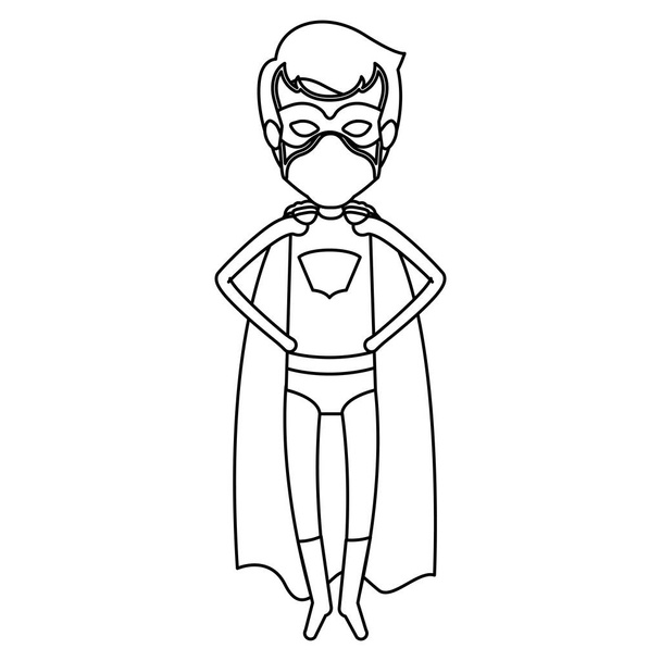 monochrome silhouette faceless of superhero young flying with hands in your waist - Vector, Image