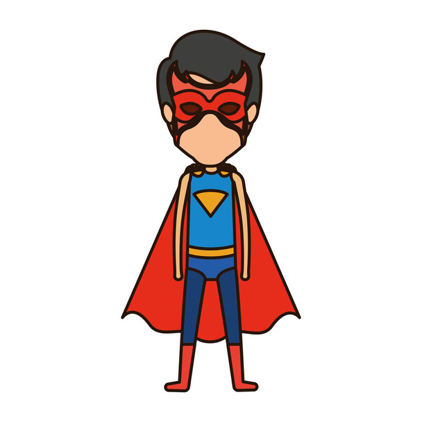 silhouette colorée avec debout jeune superhéros sans visage avec les yeux fermés
 - Vecteur, image