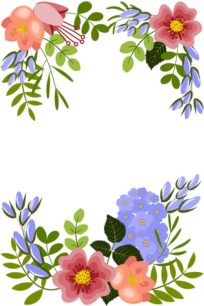Card colorful flowers - Вектор,изображение