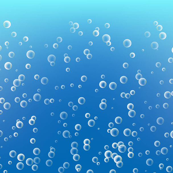Water With Bubbles On Blue Ocean Background. Clear Soapy Shiny. Vector Illustration - Vektor, kép