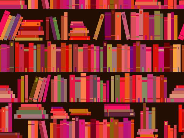 Бесшовный узор с книгами, библиотечной книжной полкой. Векторная иллюстрация
 - Вектор,изображение