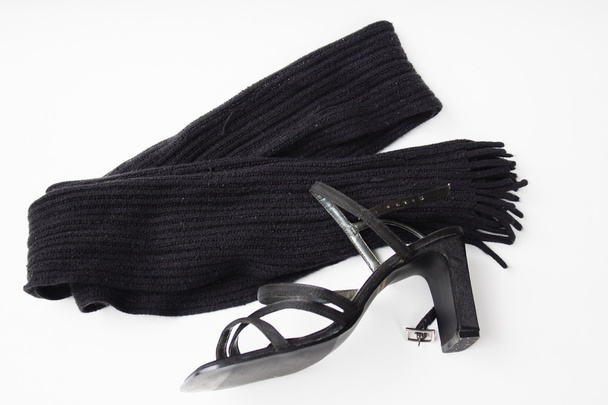 Black scarf and high heeled shoe - Photo, Image