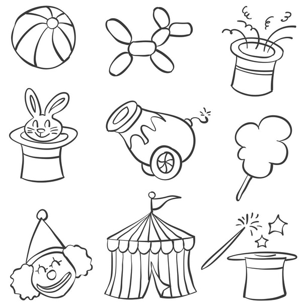 Doodle element circus hand draw - Vektör, Görsel