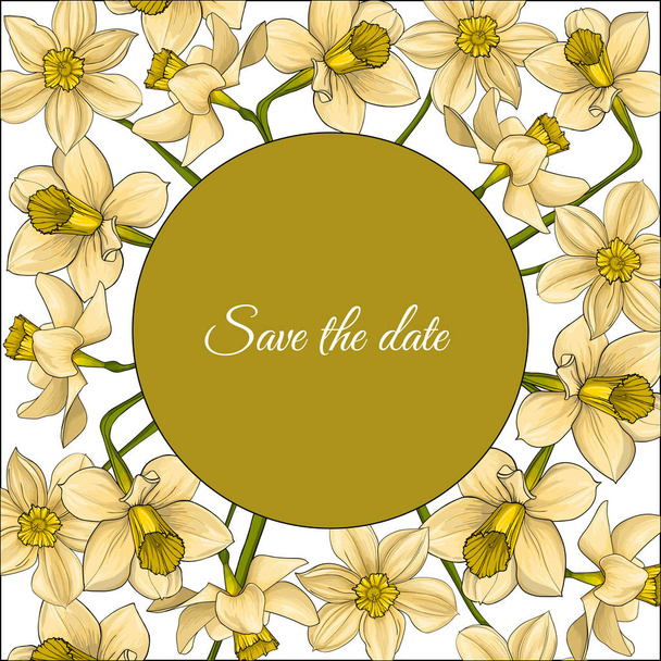 Summer frame with yellow contour flowers. - Vector, Imagen