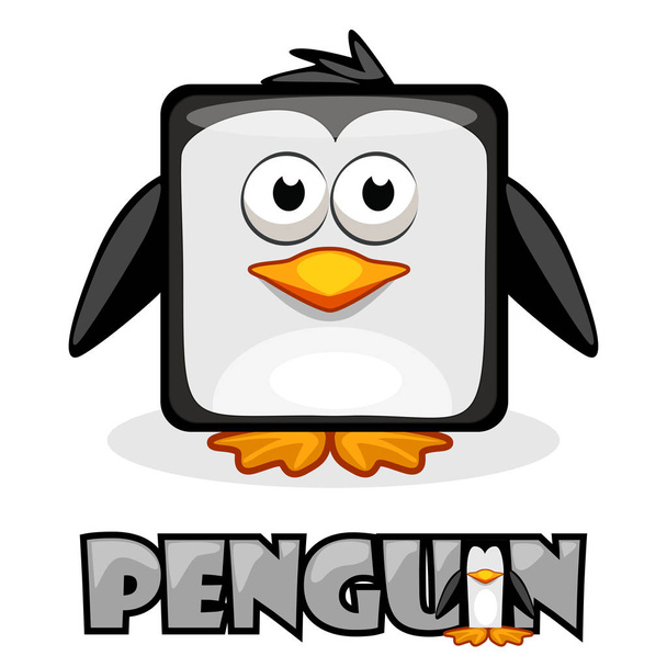 Cute cartoon square penguin - Wektor, obraz