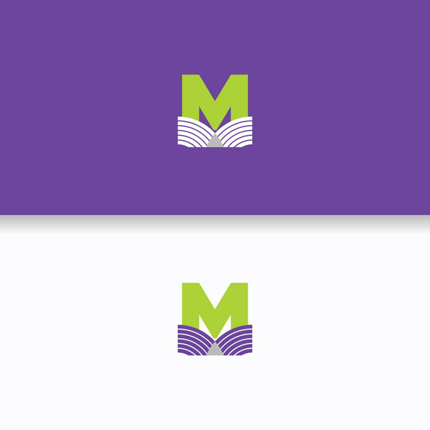 Letra M logo, marca, libro, concepto, corporativo, negocio, educación, escuela, elegante, industrial, impresión
, - Vector, Imagen