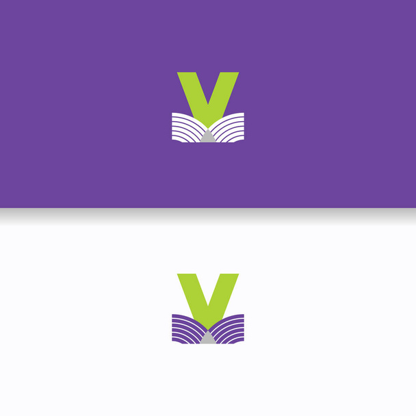 Letra V logo, marca, libro, concepto, corporativo, negocio, educación, escuela, elegante, industrial, impresión
, - Vector, Imagen