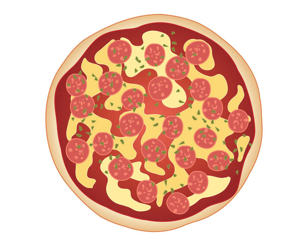 pepperoni pizza op wit - Vector, afbeelding