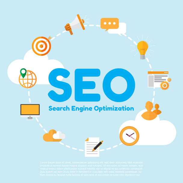 SEO. Search engine optimation. vectorillustratie. informatie technologie en business ontwerpconcept. - Vector, afbeelding
