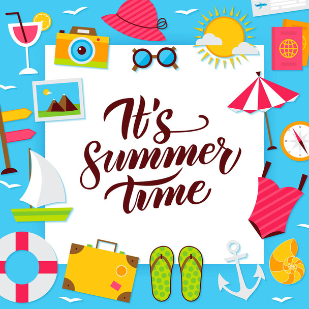Summer Time Paper Concept - Vektor, kép