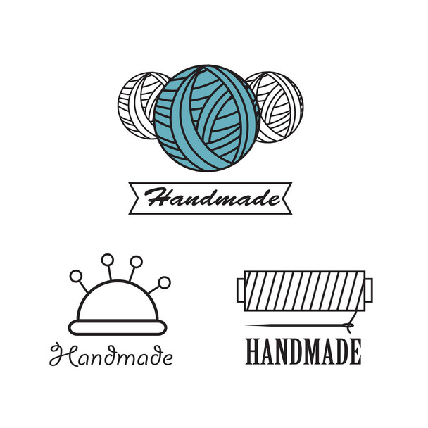 Knitting, sewing and needlework line icons - Vector, Image