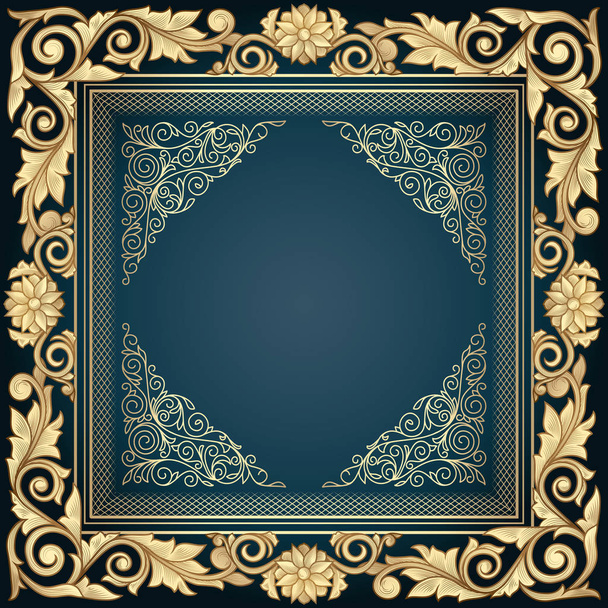 square frame with floral elements - Vector, imagen