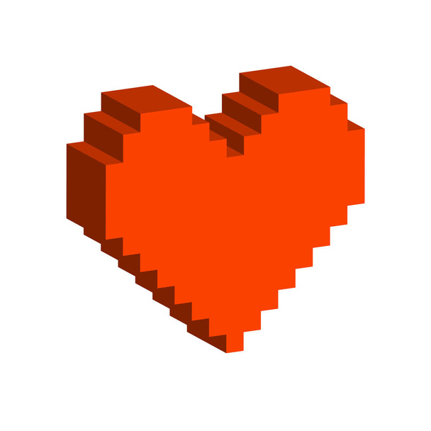 Pixel-Herz-Symbol. flaches isometrisches Symbol oder Logo. 3D-Piktog - Vektor, Bild