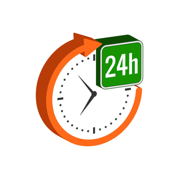 24 órás szolgáltatás szimbólum. Lapos izometrikus ikon vagy logó. 3D stílusú P - Vektor, kép