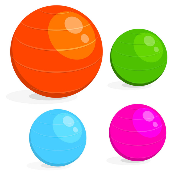 Cartoon image set of the ball for fitness. Colorful drawing of s - Vector, Imagen