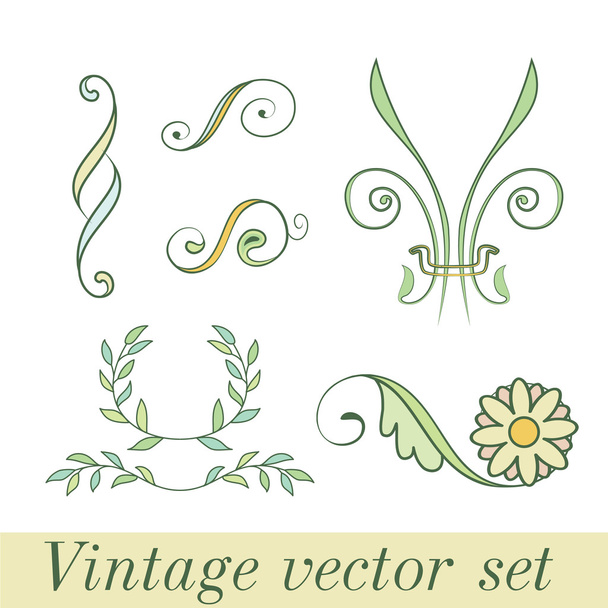 Vintage set flowers - Vector, afbeelding