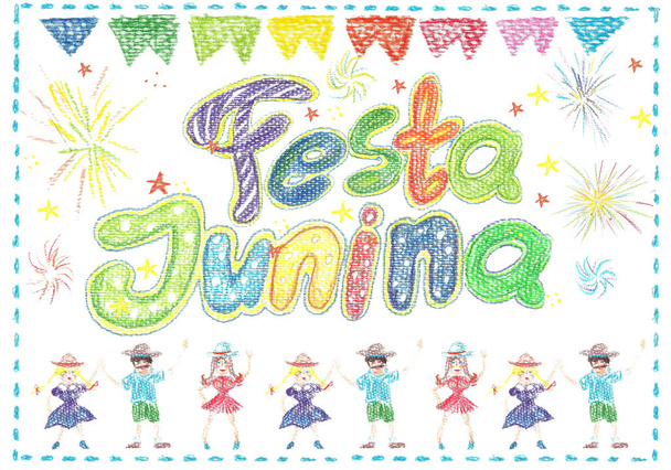 Watercolor Festa Junina Background Holiday.  Greeting Card. - Photo, Image