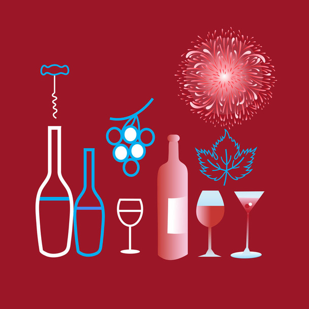 Poster graphics of different wine and glasses - Vektor, Bild