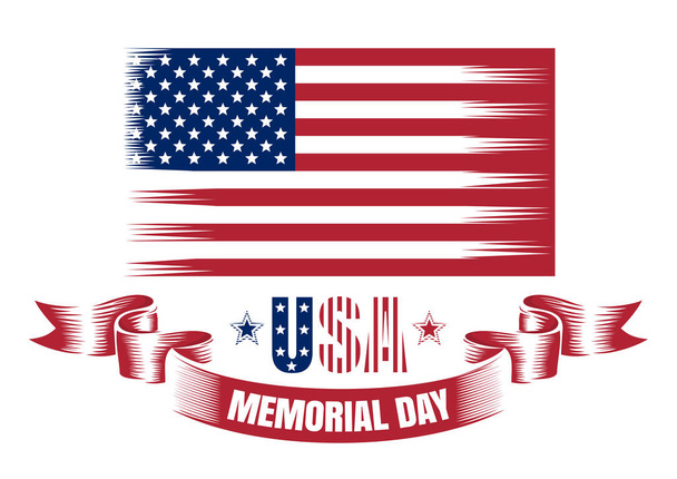 Cartão Memorial Day com bandeira dos EUA
 - Vetor, Imagem