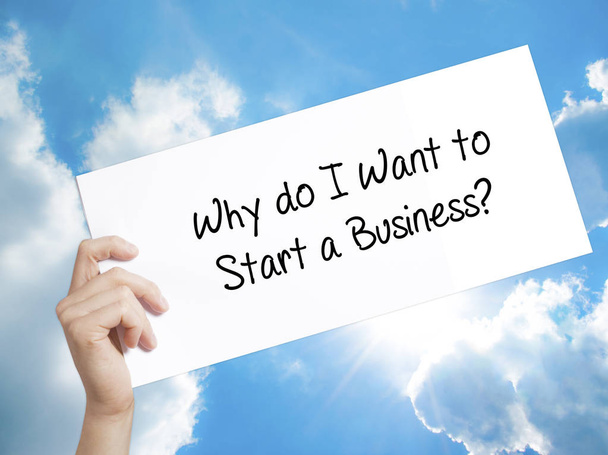 Why do I Want to Start a Business? Sign on white paper. Man Hand - Photo, Image