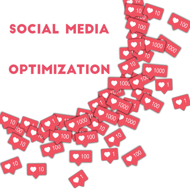 Social media optimization Social media icons in abstract shape background with pink counter Social - Διάνυσμα, εικόνα