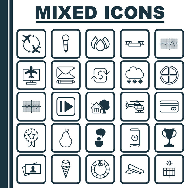 Set de 25 iconos editables universales. Puede ser utilizado para el diseño web, móvil y de aplicaciones. Incluye elementos como Aqua, Vuele alrededor, vehículo de vuelo y más
. - Vector, imagen