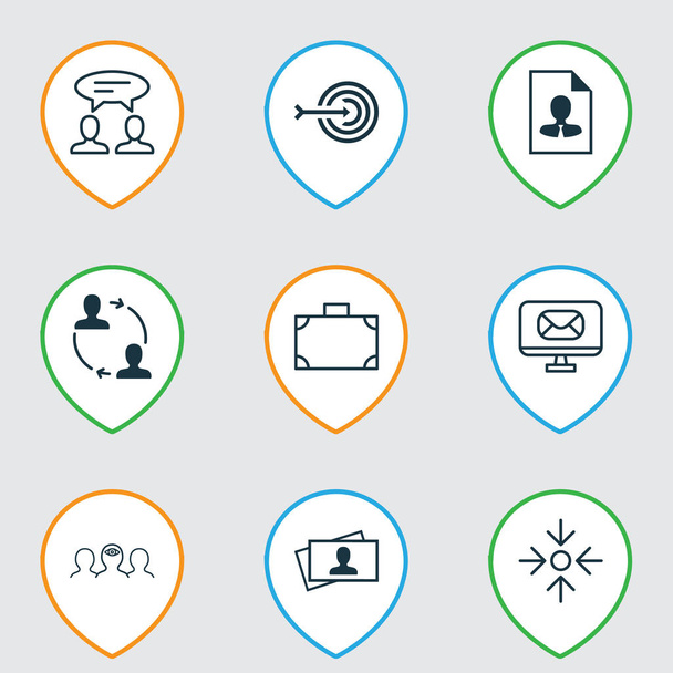 Set von 9 Icons für die Unternehmensführung. umfasst Dialog, Portfolio, E-Mail und andere Symbole. schöne Gestaltungselemente. - Vektor, Bild