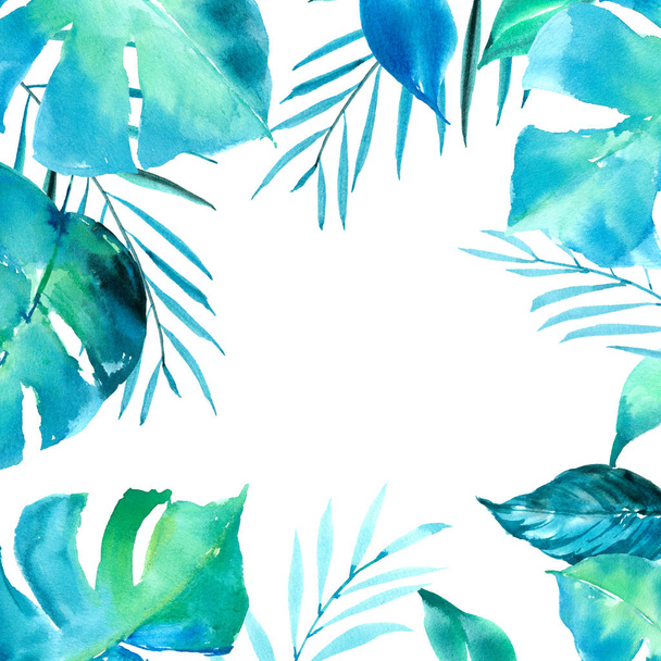 Watercolor hand painted tropical leaves - Foto, immagini