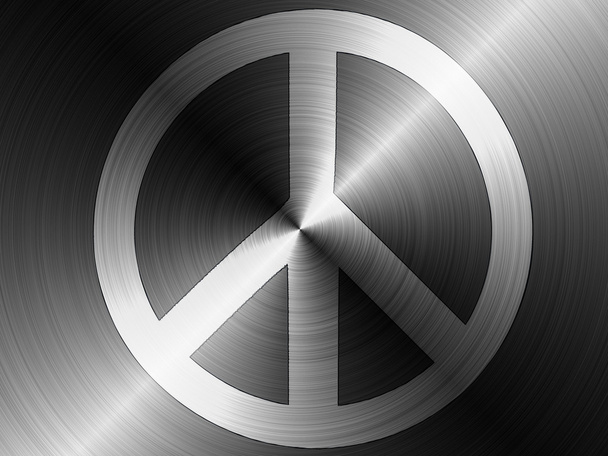 Rauha symboli maalattu harjattu metall
 - Valokuva, kuva