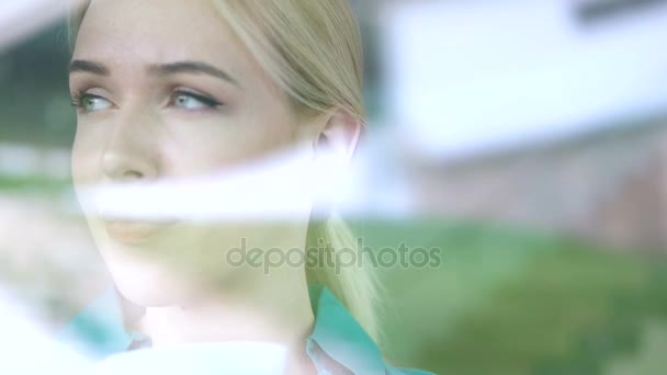 woman drinking a cup of warm tea inside her apartment  - Felvétel, videó