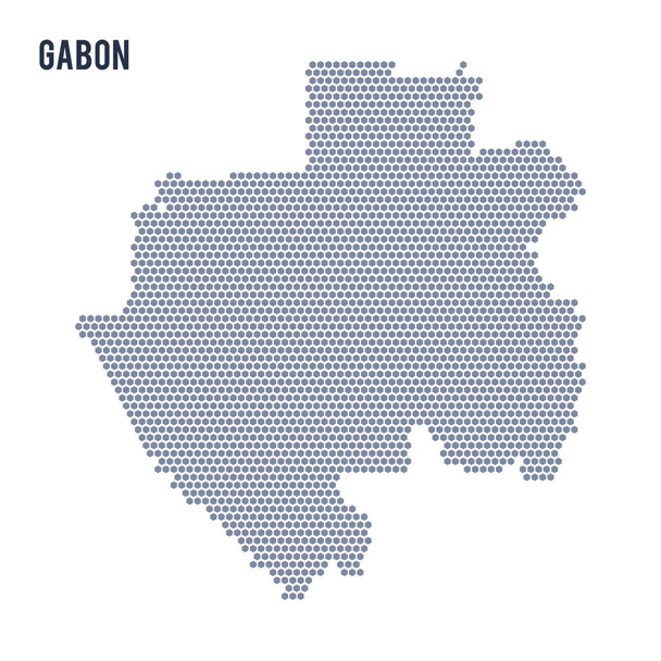 Wektor sześciokąt Mapa Gabonu na białym tle - Wektor, obraz