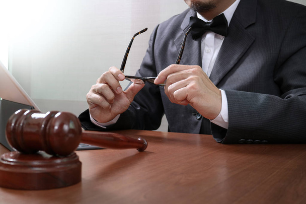 Justice and law concept.Male judge in a courtroom with the gavel
 - Фото, изображение