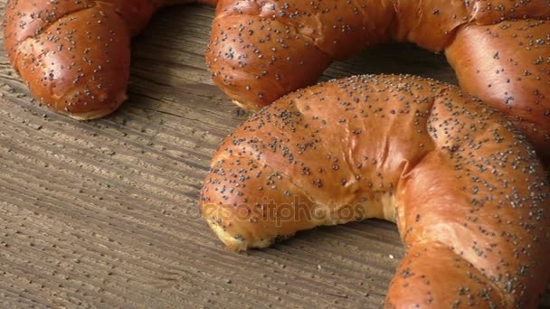 Fresh and tasty sweet rolls crescent - Footage, Video