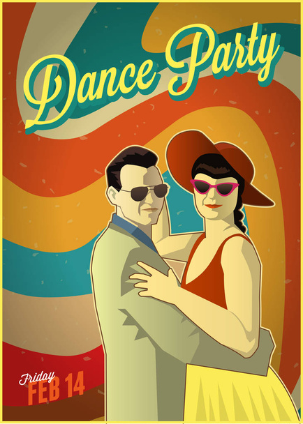 Retro dance párty plakát - Vektor, obrázek