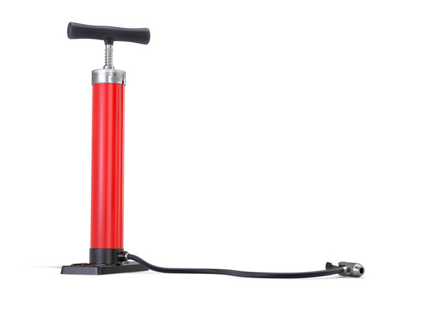 Pompa per bicicletta rossa isolata su bianco
 - Foto, immagini