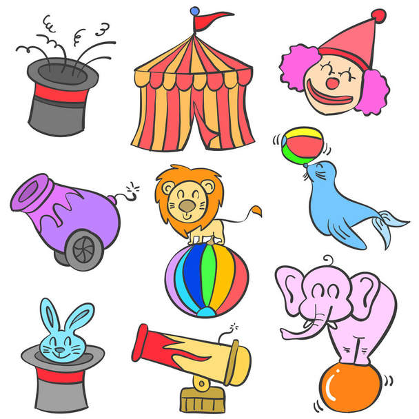 Doodle of circus colorful style - Vektör, Görsel