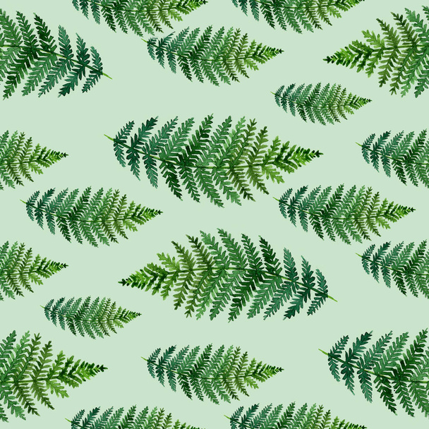 Tropical watercolor abstract pattern with fern leaves - Φωτογραφία, εικόνα