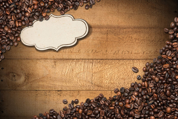 Coffee Beans on Wooden Background - Photo, Image