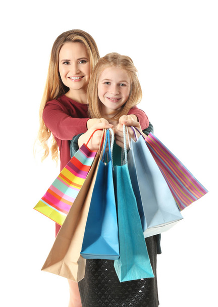Mother and daughter with paper bags - Photo, Image