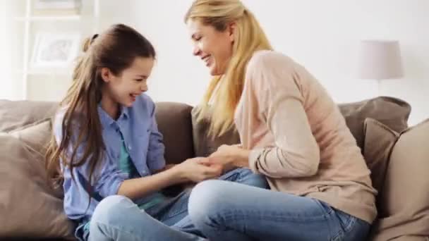 happy family having fun and tickling at home - Felvétel, videó