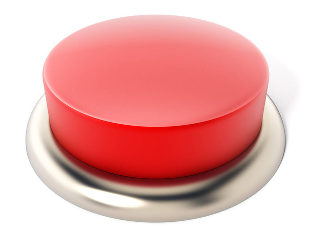Red button isolated on white background. 3D illustration - Valokuva, kuva