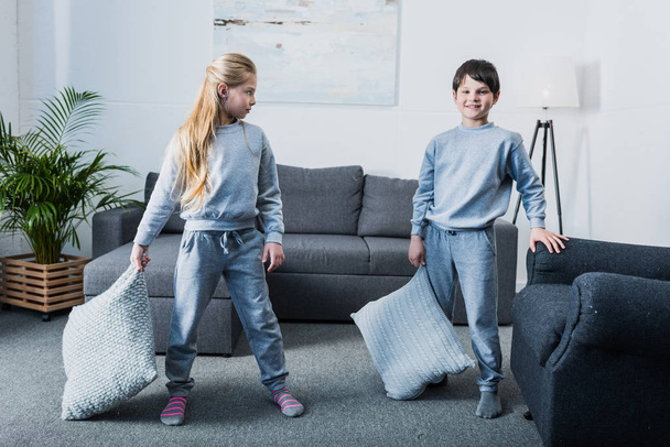 Siblings fighting with pillows  - Photo, Image