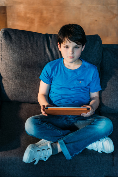 little boy with digital tablet - Фото, изображение