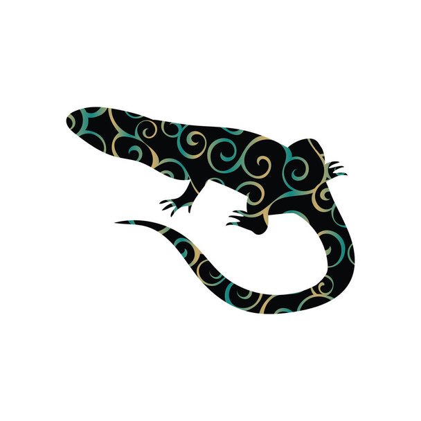 Lizard reptile color silhouette animal - Wektor, obraz